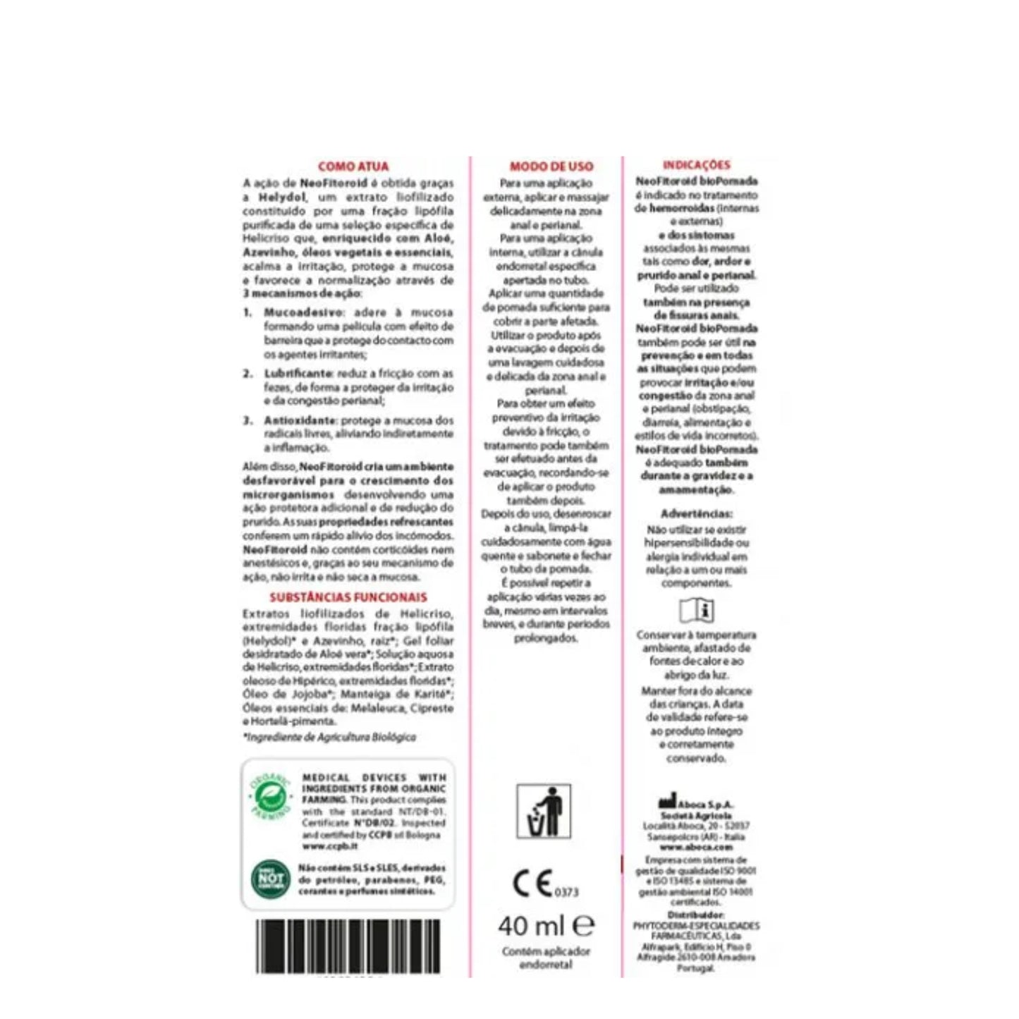 Pomada para Hemorroidas e Fissuras Aboca NeoFitoroid 40ml