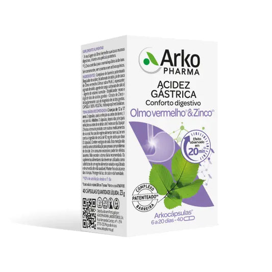 Arkocápsulas Gastric Acidity Red Elm & Zinc 40 Capsules